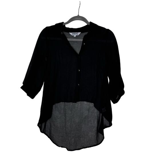 Vintage 90s Tramp Brand Top Women's Medium Sheer Hi-Low Buttoned Goth Whimsygoth - Picture 5 of 5